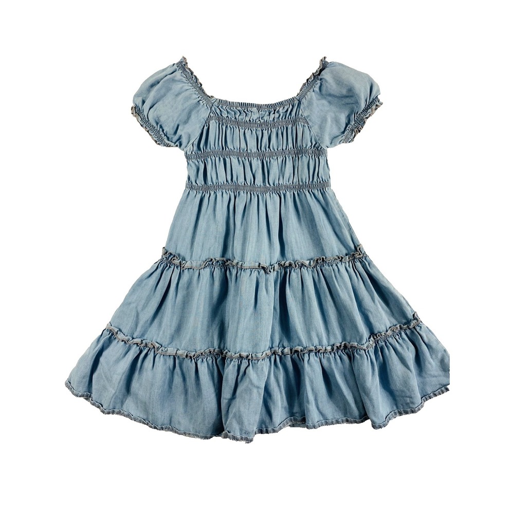Mayoral Dress Little Girl Sz 9Y Chambray Tiered Romantic Cottage